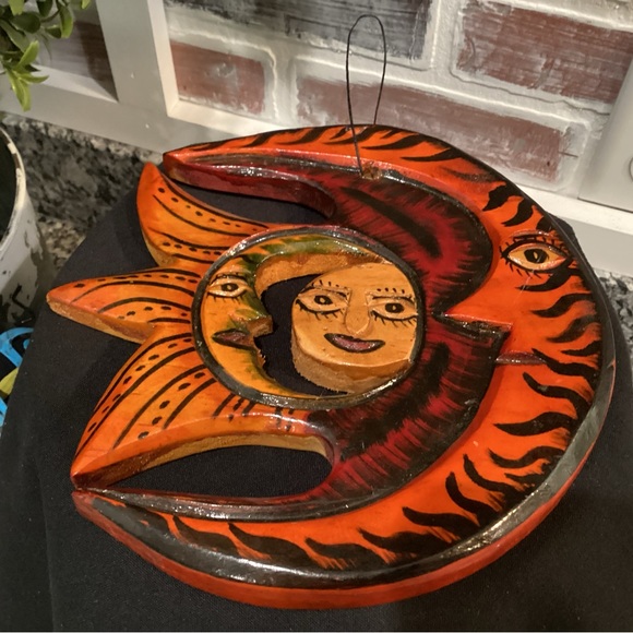 Solid Wood Crafted Sun, Moon, Star, Planet Wall Hang Decor Piece - Very Unique - Picture 4 of 9